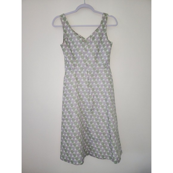 Boden Womens Cotton V-Neck Sleeveless A-Line Dress Purple Green Vacation Size 2 - Picture 3 of 8